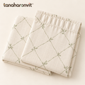 tanaharonvit™ Morning Trellis Light-Filtering Curtain Panels, Set of 2, 50 x 84 in Each, Cotton Rod Pocket Window Drapes — Sage & Ivory