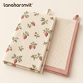 tanaharonvit™ Berry Breakfast Cotton Kitchen Towels, Set of 2, 18 x 28 in, Strawberry Print & Waffle Weave Dish Towels — Blush & Cream